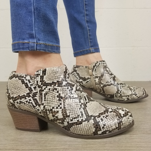 Python Snake Print Ankle Booties - Picture 2 of 8